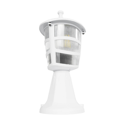 GloboStar® ZARDIN 203-0238 Vintage Επιδαπέδιο Φωτιστικό Φαναράκι Μονόφωτο 1 x E27 IP44 Λευκό & Διάφανο Πλαστικό - Μ17 x Π17 x Υ34cm