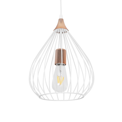 GLOBOSTAR® RADIARO 201-0014 Vintage Κρεμαστό Φωτιστικό Οροφής με Ντουί 1 x E27 AC 220-240V IP20 - Λευκό & Χάλκινο - Μ26 x Π26 x Υ35cm