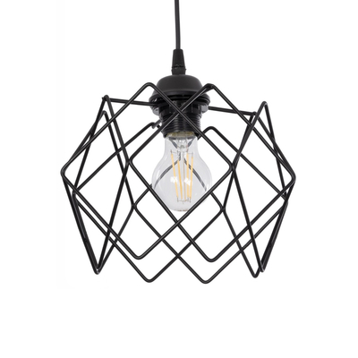 GLOBOSTAR® SOLON 201-0059 Μοντέρνο Κρεμαστό Φωτιστικό Οροφής με Ντουί 1 x E27 AC 220-240V IP20 - Μαύρο - Μ24 x Π24 x Υ23cm