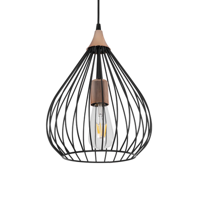 GLOBOSTAR® RADIARO 201-0015 Vintage Κρεμαστό Φωτιστικό Οροφής με Ντουί 1 x E27 AC 220-240V IP20 - Μαύρο & Χάλκινο - Μ26 x Π26 x Υ35cm