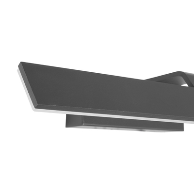 GloboStar® MIRROR 60513 Φωτιστικό Τοίχου - Απλίκα LED 12W 1440lm 120° AC 85-265V IP54 Φυσικό Λευκό 4500K Γκρι Μέταλλο - Μ42 x Π5 x Υ15cm - 2 Xρόνια Εγγύηση