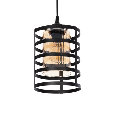 GLOBOSTAR® SOLON 201-0060 Μοντέρνο Κρεμαστό Φωτιστικό Οροφής με Ντουί 1 x E27 AC 220-240V IP20 - Μαύρο & Μελί - Μ16 x Π16 x Υ26cm