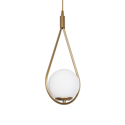 GLOBOSTAR® DROP 201-0034 Vintage Κρεμαστό Φωτιστικό Οροφής με Ντουί 1 x E27 AC 220-240V IP20 - Χρυσό & Λευκό - Μ20 x Π15 x Υ47cm