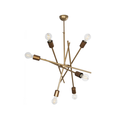 GLOBOSTAR® SUNFY 201-0033 Μοντέρνο Κρεμαστό Φωτιστικό Οροφής με Ντουί 6 x E27 AC 220-240V IP20 - Χρυσό - Μ57 x Π57 x Υ85cm