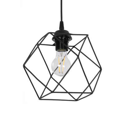 GLOBOSTAR® SOLIS 201-0045 Vintage Κρεμαστό Φωτιστικό Οροφής με Ντουί 1 x E27 AC 220-240V IP20 - Μαύρο - Μ25 x Π25 x Υ24cm