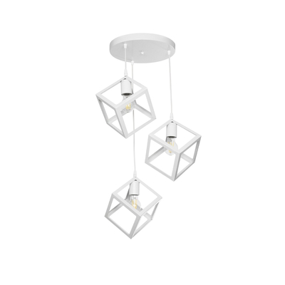 GLOBOSTAR® DISE 201-0054 Μοντέρνο Κρεμαστό Φωτιστικό Οροφής με Ντουί 3 x E27 AC 220-240V IP20 - Λευκό - Μ48 x Π48 x Υ65cm