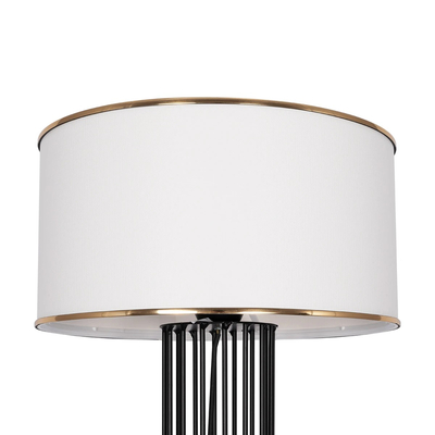 GloboStar® NOVA 201-0036 Μοντέρνο Επιδαπέδιο Φωτιστικό 1 x E27 IP20 Μαύρο Μεταλλό με Λευκό Ύφασμα - Μ36 x Π36 x Υ148cm