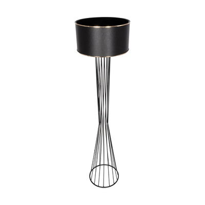 GloboStar® NOVA 201-0037 Μοντέρνο Επιδαπέδιο Φωτιστικό 1 x E27 IP20 Μαύρο Μεταλλό με Μαύρο Ύφασμα - Μ36 x Π36 x Υ148cm