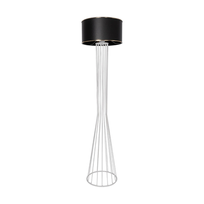 GloboStar® NOVA 201-0038 Μοντέρνο Επιδαπέδιο Φωτιστικό 1 x E27 IP20 Λευκό Μεταλλό με Μαύρο Ύφασμα - Μ36 x Π36 x Υ148cm