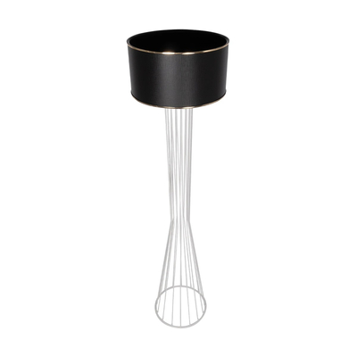 GloboStar® NOVA 201-0038 Μοντέρνο Επιδαπέδιο Φωτιστικό 1 x E27 IP20 Λευκό Μεταλλό με Μαύρο Ύφασμα - Μ36 x Π36 x Υ148cm