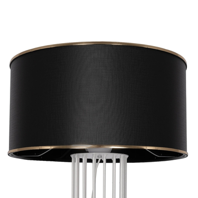 GloboStar® NOVA 201-0038 Μοντέρνο Επιδαπέδιο Φωτιστικό 1 x E27 IP20 Λευκό Μεταλλό με Μαύρο Ύφασμα - Μ36 x Π36 x Υ148cm