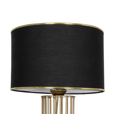 GloboStar® NOVA 201-0042 Μοντέρνο Επιδαπέδιο Φωτιστικό 1 x E27 IP20 Χρυσό Μεταλλό με Μαύρο Ύφασμα - Μ32 x Π32 x Υ152cm