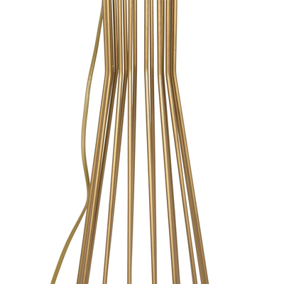 GloboStar® NOVA 201-0042 Μοντέρνο Επιδαπέδιο Φωτιστικό 1 x E27 IP20 Χρυσό Μεταλλό με Μαύρο Ύφασμα - Μ32 x Π32 x Υ152cm