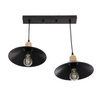 GLOBOSTAR® LUCANA 201-0043 Vintage Κρεμαστό Φωτιστικό Οροφής με Ντουί 2 x E27 AC 220-240V IP20 - Μαύρο & Χρυσό - Μ57 x Π25 x Υ26cm