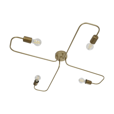 GLOBOSTAR® MOORNA 201-0065 Vintage Φωτιστικό Οροφής με Ντουί 4 x E27 AC 220-240V IP20 - Χρυσό - Μ97 x Π97 x Υ7cm
