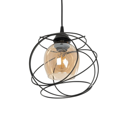 GLOBOSTAR® GLINDER 201-0068 Vintage Κρεμαστό Φωτιστικό Οροφής με Ντουί 1 x E27 AC 220-240V IP20 - Μαύρο & Μελί - Μ25 x Π18 x Υ24cm