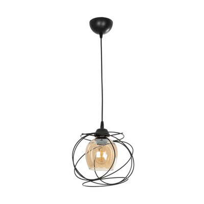 GLOBOSTAR® GLINDER 201-0068 Vintage Κρεμαστό Φωτιστικό Οροφής με Ντουί 1 x E27 AC 220-240V IP20 - Μαύρο & Μελί - Μ25 x Π18 x Υ24cm