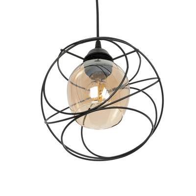 GLOBOSTAR® GLINDER 201-0068 Vintage Κρεμαστό Φωτιστικό Οροφής με Ντουί 1 x E27 AC 220-240V IP20 - Μαύρο & Μελί - Μ25 x Π18 x Υ24cm