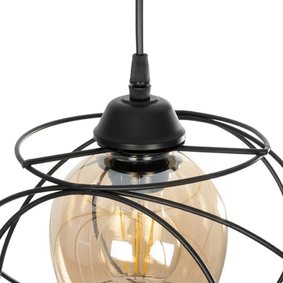 GLOBOSTAR® GLINDER 201-0068 Vintage Κρεμαστό Φωτιστικό Οροφής με Ντουί 1 x E27 AC 220-240V IP20 - Μαύρο & Μελί - Μ25 x Π18 x Υ24cm