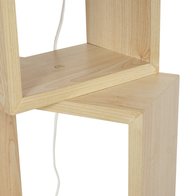 GloboStar® LUMO 201-0070 Μοντέρνο Επιδαπέδιο Φωτιστικό Μονόφωτο 1 x E27 IP20 Μπεζ Ξύλο με Μαύρο Ύφασμα - Μ37 x Π36 x Υ136cm