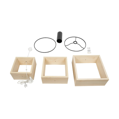 GloboStar® LUMO 201-0070 Μοντέρνο Επιδαπέδιο Φωτιστικό Μονόφωτο 1 x E27 IP20 Μπεζ Ξύλο με Μαύρο Ύφασμα - Μ37 x Π36 x Υ136cm