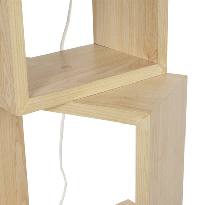 GloboStar® LUMO 201-0071 Μοντέρνο Επιδαπέδιο Φωτιστικό Μονόφωτο 1 x E27 IP20 Μπεζ Ξύλο με Μπεζ Ύφασμα - Μ37 x Π36 x Υ136cm