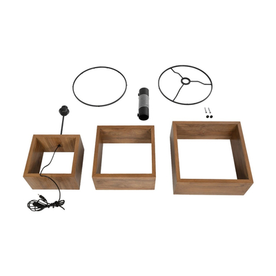 GloboStar® LUMO 201-0072 Μοντέρνο Επιδαπέδιο Φωτιστικό Μονόφωτο 1 x E27 IP20 Καφέ Ξύλο με Μαύρο Ύφασμα - Μ37 x Π36 x Υ136cm