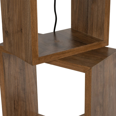 GloboStar® LUMO 201-0073 Μοντέρνο Επιδαπέδιο Φωτιστικό Μονόφωτο 1 x E27 IP20 Καφέ Ξύλο με Μπεζ Ύφασμα - Μ37 x Π36 x Υ136cm