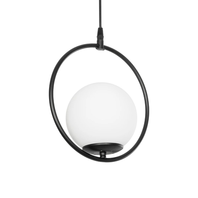 GLOBOSTAR® CIRCLE 201-0075 Vintage Κρεμαστό Φωτιστικό Οροφής με Ντουί 1 x E27 AC 220-240V IP20 - Μαύρο & Λευκό - Μ26 x Π26 x Υ29cm