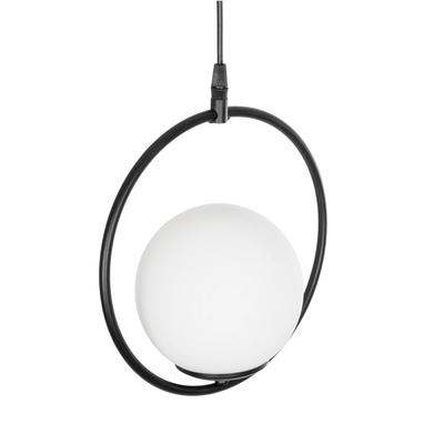 GLOBOSTAR® CIRCLE 201-0075 Vintage Κρεμαστό Φωτιστικό Οροφής με Ντουί 1 x E27 AC 220-240V IP20 - Μαύρο & Λευκό - Μ26 x Π26 x Υ29cm