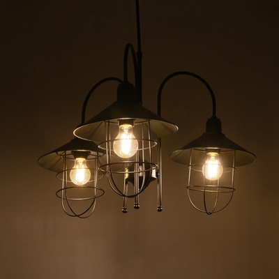 GLOBOSTAR® BLAZEO 201-0079 Vintage Κρεμαστό Φωτιστικό Οροφής με Ντουί 3 x E27 AC 220-240V IP20 - Μαύρο - Μ42 x Π42 x Υ66cm