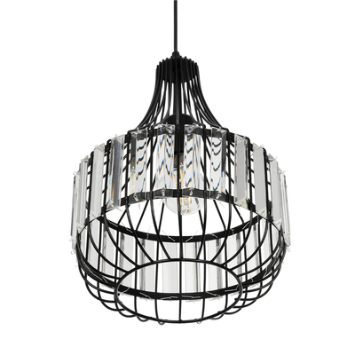 GLOBOSTAR® LUMAON 201-0081 Vintage Κρεμαστό Φωτιστικό Οροφής με Ντουί 1 x E27 AC 220-240V IP20 - Μαύρο & Διάφανο - Μ27 x Π27 x Υ37cm