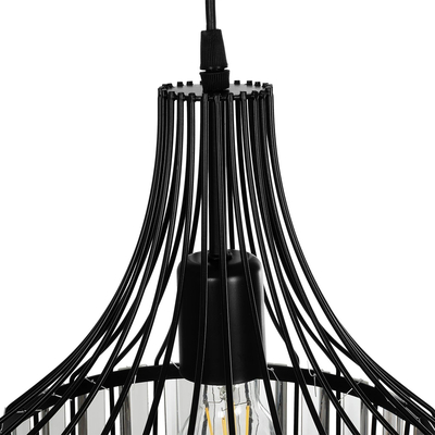 GLOBOSTAR® LUMAON 201-0081 Vintage Κρεμαστό Φωτιστικό Οροφής με Ντουί 1 x E27 AC 220-240V IP20 - Μαύρο & Διάφανο - Μ27 x Π27 x Υ37cm
