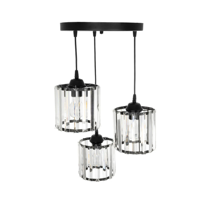 GLOBOSTAR® FLAREX 201-0084 Vintage Κρεμαστό Φωτιστικό Οροφής με Ντουί 3 x E27 AC 220-240V IP20 - Μαύρο & Διάφανο - Μ40 x Π40 x Υ50cm