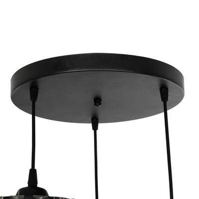 GLOBOSTAR® FLAREX 201-0084 Vintage Κρεμαστό Φωτιστικό Οροφής με Ντουί 3 x E27 AC 220-240V IP20 - Μαύρο & Διάφανο - Μ40 x Π40 x Υ50cm