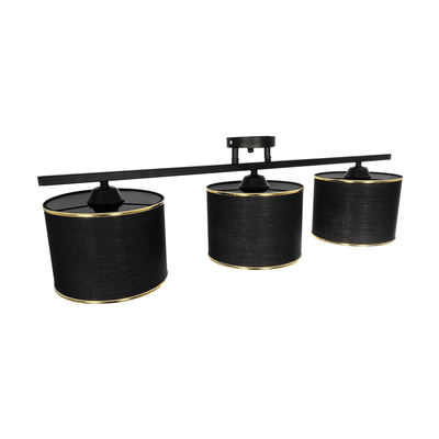 GLOBOSTAR® GLOWEN 201-0086 Vintage Φωτιστικό Οροφής με Ντουί 3 x E27 AC 220-240V IP20 - Μαύρο & Χρυσό - Μ80 x Π20 x Υ20cm