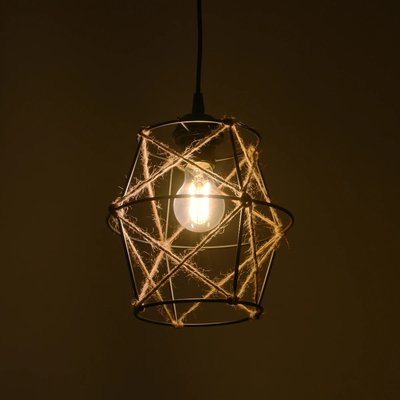 GLOBOSTAR® SOLON 201-0088 Vintage Κρεμαστό Φωτιστικό Οροφής με Ντουί 1 x E27 AC 220-240V IP20 - Μαύρο & Μπεζ - Μ22 x Π22 x Υ27cm