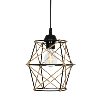 GLOBOSTAR® SOLON 201-0088 Vintage Κρεμαστό Φωτιστικό Οροφής με Ντουί 1 x E27 AC 220-240V IP20 - Μαύρο & Μπεζ - Μ22 x Π22 x Υ27cm