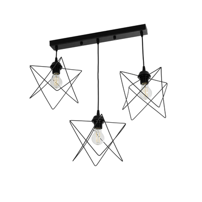 GLOBOSTAR® GLIND 201-0092 Vintage Κρεμαστό Φωτιστικό Οροφής με Ντουί 3 x E27 AC 220-240V IP20 - Μαύρο - Μ67 x Π24 x Υ55cm