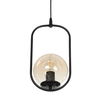 GLOBOSTAR® ZENITH 201-0093 Vintage Κρεμαστό Φωτιστικό Οροφής με Ντουί 1 x E27 AC 220-240V IP20 - Μαύρο & Μελί - Μ18 x Π15 x Υ38cm