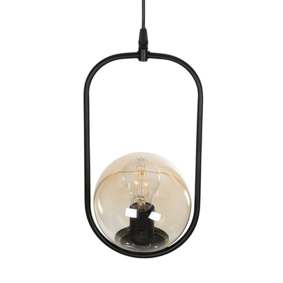 GLOBOSTAR® ZENITH 201-0093 Vintage Κρεμαστό Φωτιστικό Οροφής με Ντουί 1 x E27 AC 220-240V IP20 - Μαύρο & Μελί - Μ18 x Π15 x Υ38cm