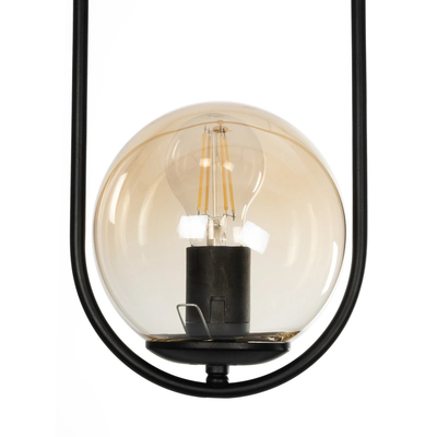 GLOBOSTAR® ZENITH 201-0093 Vintage Κρεμαστό Φωτιστικό Οροφής με Ντουί 1 x E27 AC 220-240V IP20 - Μαύρο & Μελί - Μ18 x Π15 x Υ38cm