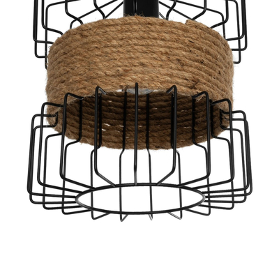 GLOBOSTAR® ORB 201-0096 Vintage Κρεμαστό Φωτιστικό Οροφής με Ντουί 1 x E27 AC 220-240V IP20 - Μαύρο & Μπεζ - Μ27 x Π27 x Υ31cm