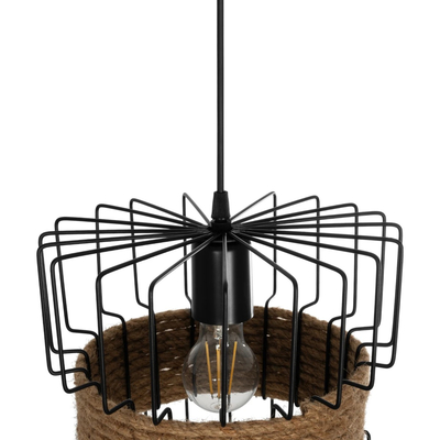 GLOBOSTAR® ORB 201-0096 Vintage Κρεμαστό Φωτιστικό Οροφής με Ντουί 1 x E27 AC 220-240V IP20 - Μαύρο & Μπεζ - Μ27 x Π27 x Υ31cm