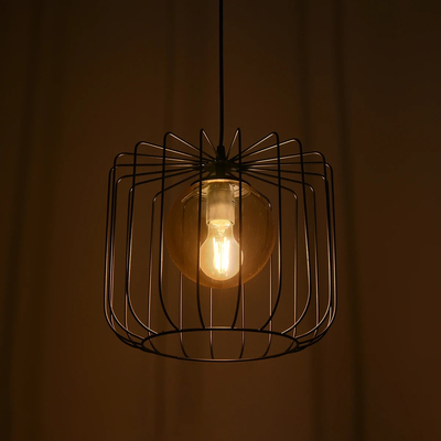 GLOBOSTAR® FLAMIA 201-0099 Vintage Κρεμαστό Φωτιστικό Οροφής με Ντουί 1 x E27 AC 220-240V IP20 - Μαύρο & Μελί - Μ31 x Π31 x Υ29cm