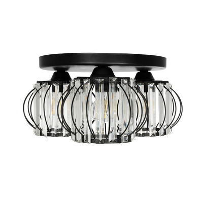 GLOBOSTAR® ILLUME 201-0100 Vintage Φωτιστικό Οροφής με Ντουί 3 x E27 AC 220-240V IP20 - Μαύρο & Διάφανο - Μ50 x Π50 x Υ19cm