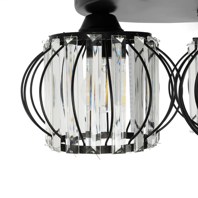 GLOBOSTAR® ILLUME 201-0100 Vintage Φωτιστικό Οροφής με Ντουί 3 x E27 AC 220-240V IP20 - Μαύρο & Διάφανο - Μ50 x Π50 x Υ19cm