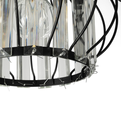 GLOBOSTAR® ILLUME 201-0100 Vintage Φωτιστικό Οροφής με Ντουί 3 x E27 AC 220-240V IP20 - Μαύρο & Διάφανο - Μ50 x Π50 x Υ19cm