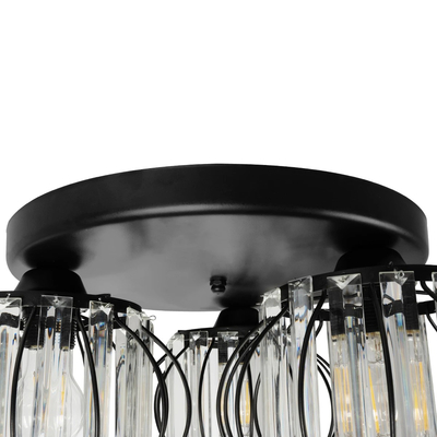GLOBOSTAR® ILLUME 201-0100 Vintage Φωτιστικό Οροφής με Ντουί 3 x E27 AC 220-240V IP20 - Μαύρο & Διάφανο - Μ50 x Π50 x Υ19cm