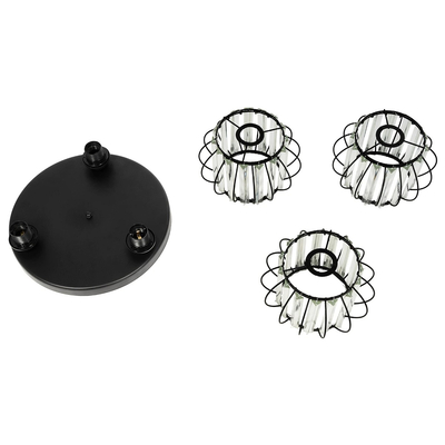 GLOBOSTAR® ILLUME 201-0100 Vintage Φωτιστικό Οροφής με Ντουί 3 x E27 AC 220-240V IP20 - Μαύρο & Διάφανο - Μ50 x Π50 x Υ19cm